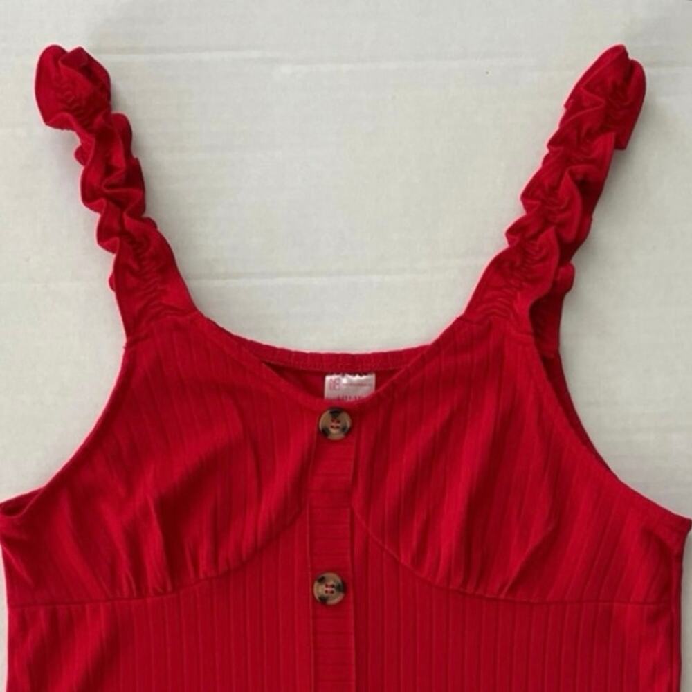 No Boundaries Red Babydoll Cami Juniors Size L Ruffle Straps Stretchy Layer Y2K - Picture 3 of 11
